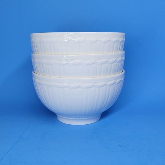 Villeroy And Boch  Cellini Set Of 3 White 5 5/8" Footed Rice Bowls EC - Picture 6 of 8